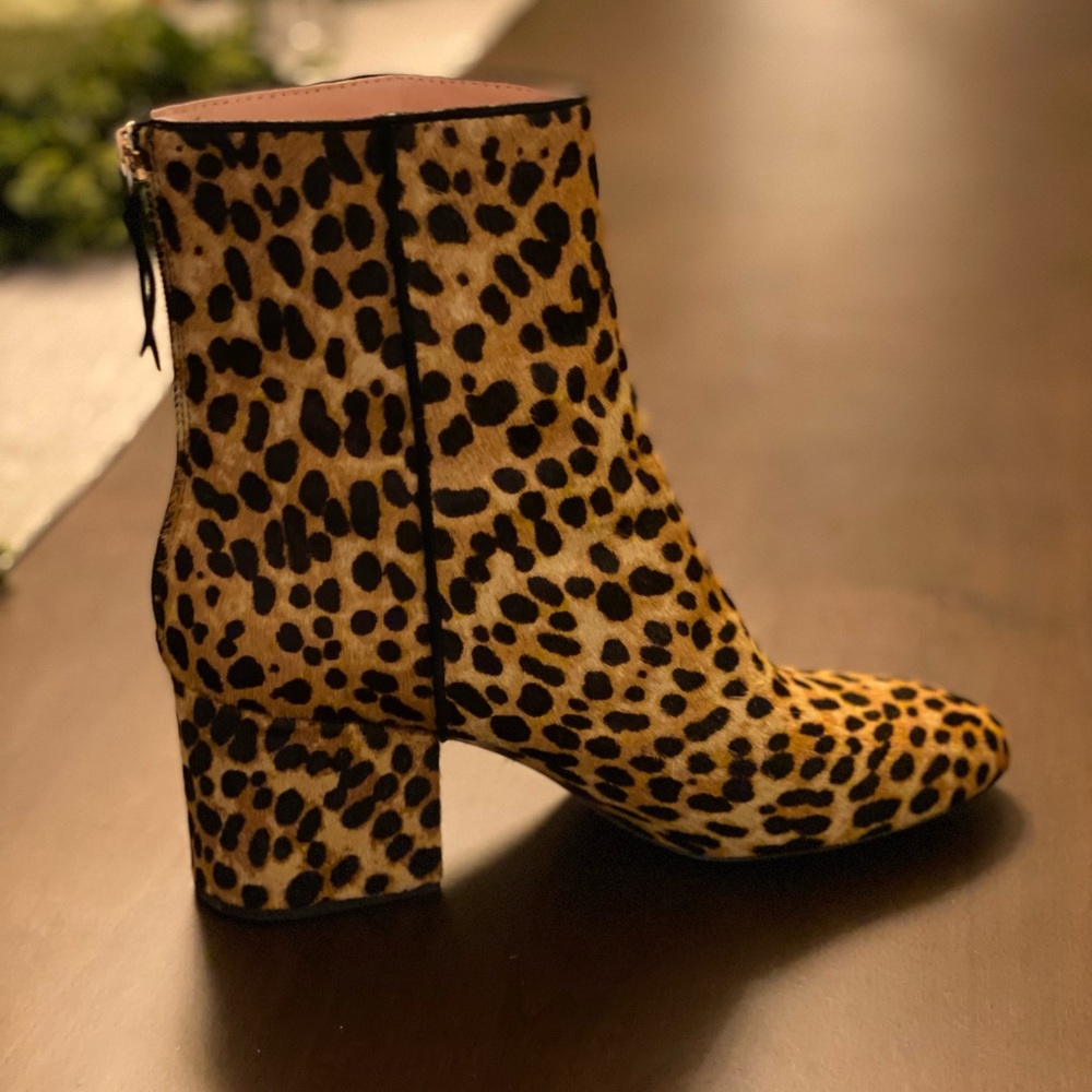 J.Crew Sadie Ankle Boots. Leopard Calf Hair. Size 8